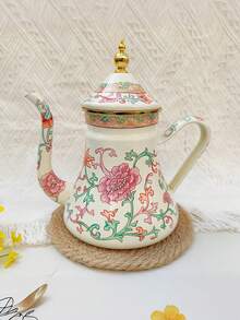 1pc 1L Enamel Kettle, Thick With Filter Spout, Scandinavian Style Retro Gold-Plated Craft, Multifunctional, Heat-Resistant, Durable Material, Suitable For Gas & Electric Stoves, Boiling Tea/Coffee, Can Be Used For Oil/Vinegar/Water, Suitable For Home, Restaurant, Outdoor Camping Coffee & Tea Brewing