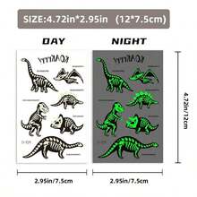 10 Sheets Luminous Dinosaur Temporary Tattoos, Waterproof Glow In The Dark T-Rex Pterosaur Velociraptor Triceratops Stegosaur Designs Pattern, Birthday Party Favors, Stocking Stuffer, Goodie Bag Fillers, Christmas Eve Gifts 4DSM - Multicolor - View 3