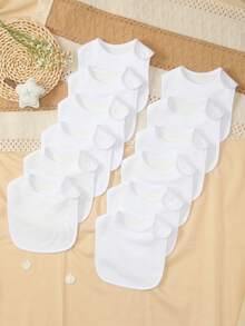 Benxoine 12pcs Pure White Bibs Made Of Ultra-Soft Fabric With Adjustable Snap Buttons, You Can DIY, Paint Or Embroider To Create Beautiful And Unique Bibs For Your Baby - White - View 2