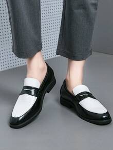 Mens Slip-On Dress Penny Loafer Casual Loafers Shoes For Male Classic Business Work Office Formal Dress Shoes - 黑與白 - 查看 6