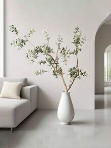 36.22-Inch Realistic Artificial Eucalyptus Branch With White Flowers - Greenery Indoor/Outdoor Faux Greenerry, Perfect For Weddings And Home Decorations Tabletop Centerpiece Decoration - Green - View 5