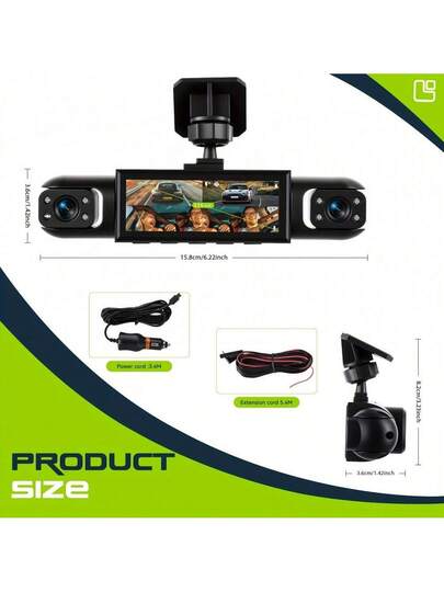 360° Dash Cam Cars, Channle, Front 1080P HD Rear/Left/Right 720P 3.16" IPS Display, Night Vision, Loop Recording, 24H Parking Monitor (G Sensor/Motion Detection), Optional 32GB Memory Card., Vehicle Security Camera, Car Compact Moderne Cam, Construction, Highquality Gsensor Owners, Commuters, Rear Wireles view 4