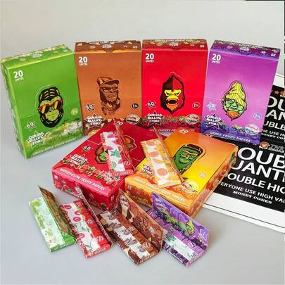 20 张/盒，新款大猩猩设计 78 毫米长度卷纸，多种口味，吸烟配件卷纸