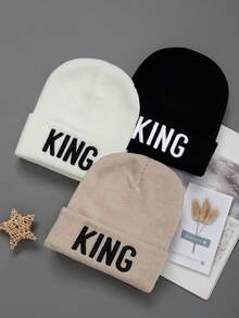 1/2/3件装字母刺绣时尚优质防风针织帽，男女通用嘻哈风弹力帽 - 彩色 - 查看 19