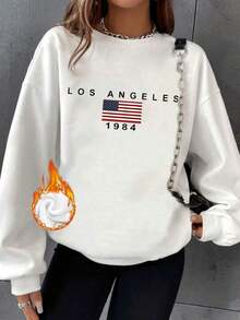 ChristmasWomen's Long-Sleeved California Sweatshirt With Mountain And Sun Print - Casual Sports Sweatshirt For Comfortable Works And Everyday Wear, Fall And Winter SweatshirtLoose And Comfortablewomen Winter Clothes - 白色 - 查看 3