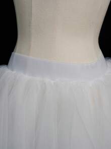 1pc Black & White Colorful Tulle Tutu Skirt Petticoat, Asymmetrical Sexy Mini Skirt For Halloween Party, Holiday Celebration Fall Clothes For Women - A - View 4