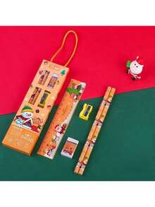 Christmas Gift Box Pencil Set, Handheld Stationery, Christmas Neutral Pen Stationery Set For Students, Cute Christmas Stationery, Stationery Set As Cute Christmas Surprise Gift