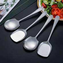 1 pieza Cuchara redonda de acero inoxidable durable, cuchara para ensalada, cuchara de servir para bufé, adecuada para hotel, restaurante, cafetería, utensilios de cocina