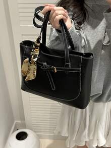 New Luxury Graphic Pattern Versatile Women Shoulder Tote Bag - Black - View 4
