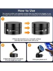 [Soporte de teléfono móvil con succión fuerte] Soporte magnético de succión de vacío de un solo botón para teléfono móvil, portátil y fácil de usar, succión fuerte, móvil, plegable y extensible, adecuado para vidrio de coche, pantalla de doble cara, adhesión compatible con iPhone, teléfono Android, regalo para cumpleaños, familia, amigos, accesorios de coche, soporte de teléfono de coche