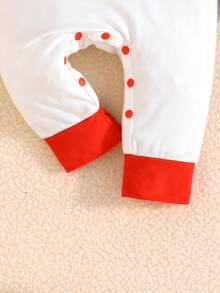 2pcs/Set Baby Girls' Christmas Element Print Long Sleeve Jumpsuit With Headband - Multicolor - View 11