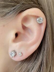 Pendientes de clip, pendientes magnéticos de circonita unisex