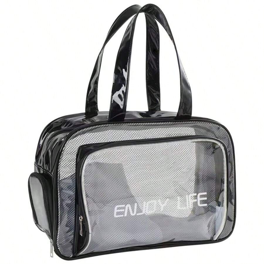 Túi bơi di động Unisex, Túi đựng đồ và đồ trang điểm dung tích lớn, Túi thể thao và tập thể dục, Túi đi biển phân loại ướt và khô, Thiết kế ngăn đựng giày riêng biệt giúp túi gọn gàng, Cấu trúc nhiều lớp để cất giữ thuận tiện - màu đen - Xem 1