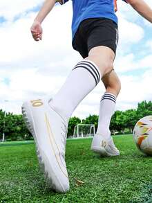 青少年运动足球鞋,校园学生男女足球训练鞋,足球比赛专用鞋,防滑鞋钉,脚感舒适,轻便舒适 - 白色 - 查看 8