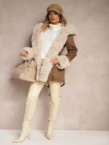Parka Jacket With Hood And Detachable Fur Trims - Beige - View 3