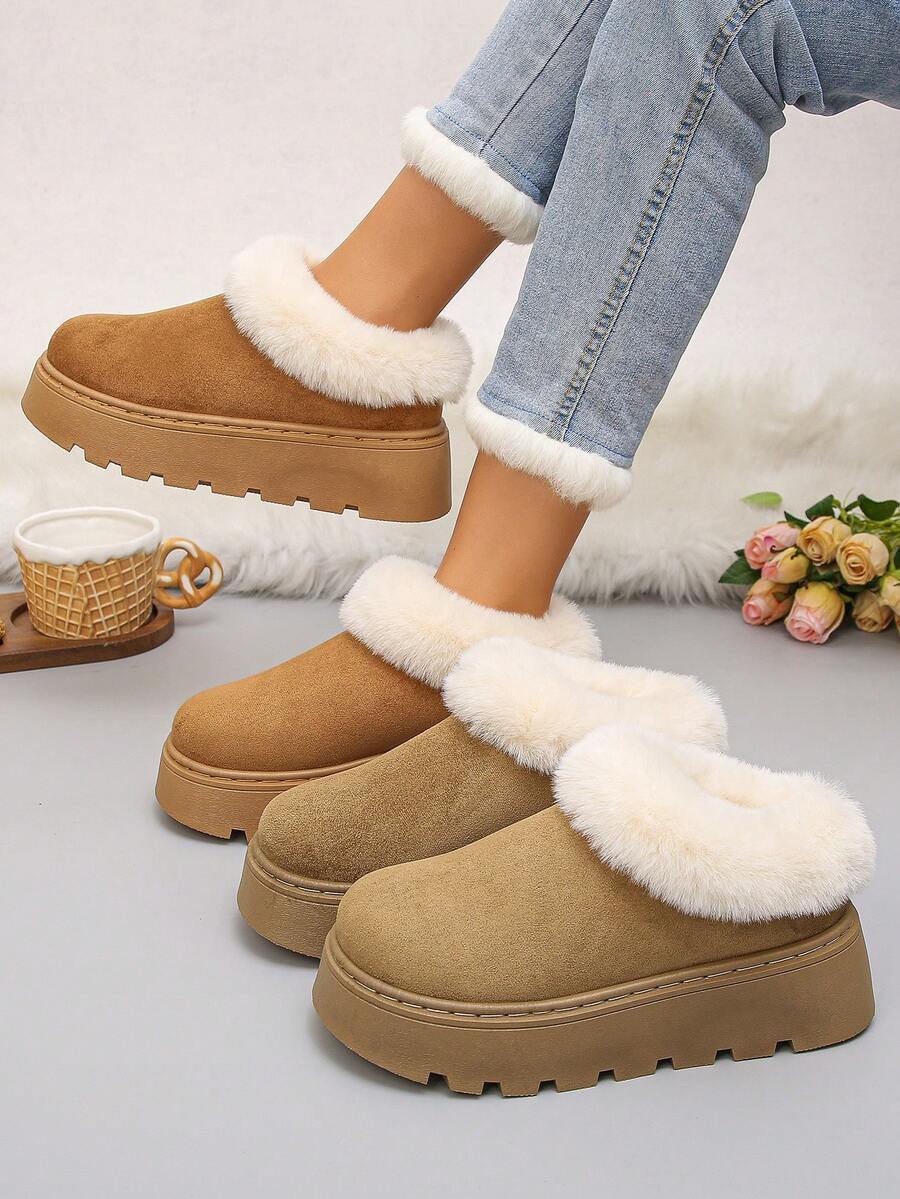 1 Pair Thick Sole Thermal Lined Warm Snow Boots For Teens, Suitable For Indoor And Outdoor Wear, Anti-Slip, Casual, Autumn/Winter