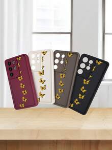 Cute Yellow Butterfly Pattern Protective Phone Case For Women Minimalist Aesthetic Design Shockproof Cover Compatible With Samsung Galaxy S25Ultra/S25Plus/S25/S24Ultra/S24Plus/S24/S24FE/S23Ultra/S23Plus/S23/S22Ultra/S22Plus/S22 - Cà phê nâu - Xem 2