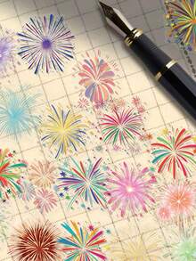 50 piezas de pegatinas retro de fuegos artificiales, adecuadas para scrapbooking, planificadores, diarios, guitarras, patinetas, equipaje, decoración con pegatinas de plástico autoadhesivas