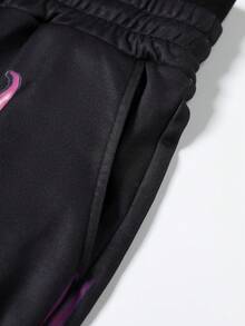 男士字母印花抽绳腰部宽松阔腿运动裤 - 彩色 - 查看 7