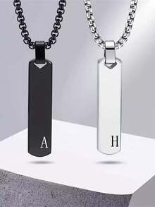 Mặt dây chuyền chữ cái bằng thép không gỉ 26 chiếc, thời trang tối giản cá nhân hóa theo phong cách Hip-Hop đa năng theo phong cách đường phố Âu Mỹ dành cho nam - vòng cổ - Xem 2