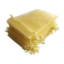 50pcs 4x6 Inch Gifts Wrap Bags Gold, Organza Sheer Fabric Bulk, Drawstring Reusable Pouch Shower Favor, Business, Beach, Standard Size Elegant Business Card, Cute Little - 金色 - 查看 1