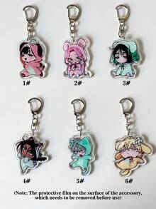 6 móc khóa Acrylic, phụ kiện Anime, mặt dây chuyền điện thoại hoạt hình, móc chìa khóa ô tô, đồ trang trí ba lô học sinh, phụ kiện túi sân khấu người ngoài hành tinh, móc chìa khóa nhung hoạt hình, dây đeo túi quà Halloween có ngăn đựng thẻ ID, phụ kiện ô tô, móc khóa túi - Nhiều màu - Xem 2