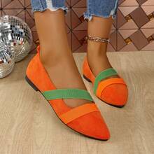 女士经典时尚黑色尖头平底鞋，户外防滑平底鞋，尖头平底运动鞋，平底乐福鞋，芭蕾平底鞋，闪光亮片平底鞋，弹性交叉带平底鞋，低帮平底鞋，豹纹平底鞋，适合派对、学校、日常穿着、户外健身、徒步旅行 - 亮橙色 - 查看 12