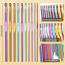 1 Set Beginner Crochet Tool Kit, Includes 100% Acrylic Yarn, Crochet Hooks, And Black Storage Bag, Ergonomic Portable Crochet Set, Suitable For All Beginner Ages (Accessories & Yarn Color Randomly Assorted)