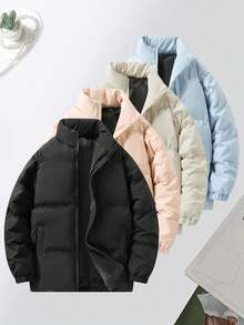 Women's Warm Lined Stand Collar Winter Jacket With Pockets, Zipper Design, Comfortable And Warm, Suitable For Daily Wear, Work, Travel, Running, Casual, Office, Fitness And Outdoor Activities - Black - View 7