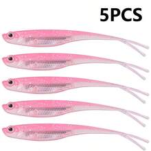 Dr.Fish 5/6pcs Fishing Soft Recall Plastic Salt Water Fork Tail Drop Shot Silicone Soft Bait Worm Spill Trout Lucky Walleye Weedless