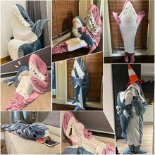 Shark Blanket Hoodie, Shark Blanket Sleeping Bag, Soft Flannel Shark Hoodie Blanket, Wearable Shark , Suitable For Heights Up To 51.2 Inches