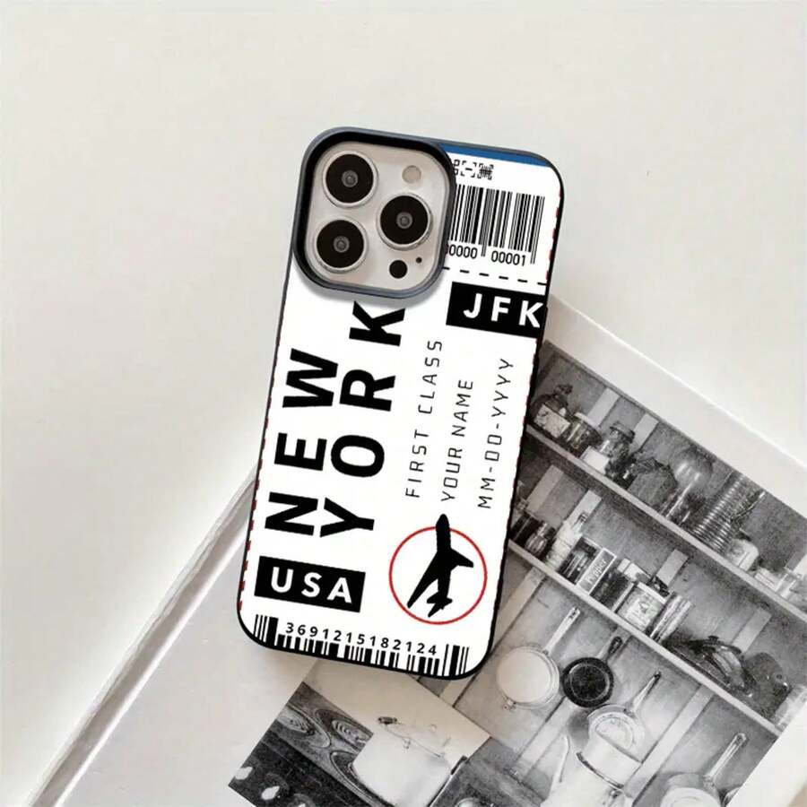 Fundas y carcasas protectoras para teléfono con diseño de información de aviones negros y orificios grandes. Compatibles con phone 16 Pro Max, 16, 15 Pro, 14, 14 Plus/14 Pro Max, 13, 13 Pro, 12 Pro, 11/11 Pro. Regalos para cumpleaños y festividades - Negro - Ver 1