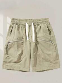 Men's Cargo Shorts With Multiple Pockets, Zipper And Quick-Drying Pants, Thin And Wear-Resistant - Màu Khaki - Xem 2