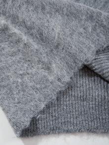 休闲宽松针织条纹不对称纽扣半开衫套头衫上衣，男士，春/秋/冬 - 灰色 - 查看 9