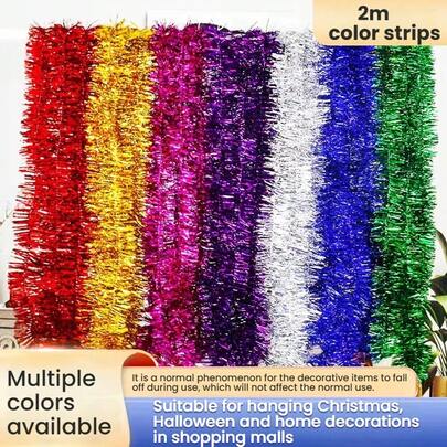 1/4pcs Christmas Tinsel Garland, Rattan Christmas Tree Decoration, Wedding Venue Decor, Metallic Foil Garland, Christmas Metallic Foil Wreath Decor, Holiday Tree, Wall, Home, Office, Autumn Thanksgiving Home Decor Christmas Decorations Room Decor Winter Christmas Decorations Home Christmas Gifts Christmas Decor