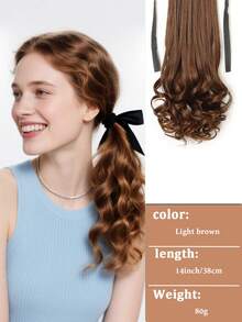 14英寸/18英寸/22英寸合成纤维抽绳马尾夹式假发，适合女性在圣诞节和万圣节佩戴 - 亞麻棕 - 查看 13