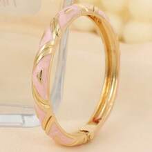 1 pieza Brazalete estilo vintage chapado en oro con esmalte, brazalete dorado, accesorio de joyería para mujeres y niñas, adecuado para la Gala Met, festivales de música, fiestas de lujo, regalo de coleccionista de lujo