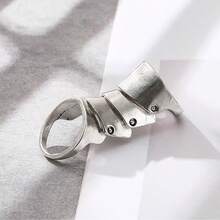 1pc Flexible Dragon Head Knuckle Ring, Punk Style Skull Finger Ring, Innovative Alloy Fashion Multi-Layer Connected Knuckle Ring For Men - Silver - View 5