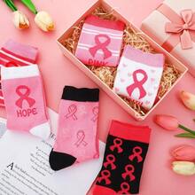Breast Cancer Awareness Socks Bulk Soft Pink Ribbon Breast Cancer Gifts Women Sport Cheer Accessories - 48 - Xem 4