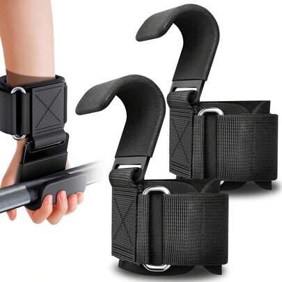 Ganchos de Levantamiento de Pesas 2Pzs,Lostrain Straps Ganchos con Muñequera para Gym Prevención de Lesiones,Straps para Gym con Ajustable de  Antideslizante para  de Ejercicio