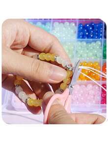 Glass Beads Kit, Mix Colors Glass Round Beads Kit For Jewelry Making, DIY Friendship Bracelet Necklace Earrings Crafts Gifts, Dual Colorful Crack Beads