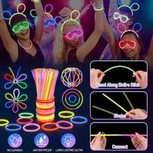 238PCS Vật dụng tiệc phát sáng trong bóng tối, 16PCS Que phát sáng bằng bọt, 16PCS Kính đèn LED, 6PCS Giá đỡ băng đô tai thỏ, 200PCS Vòng tay que phát sáng, Quà tặng tiệc neon cho sinh nhật, đám cưới, Giáng sinh, Halloween, Trang trí Halloween - Nhiều màu - Xem 4