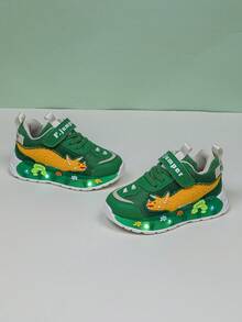 Infant Fashion LED Lighting Dinosaur Mesh Breathable Athletic Shoes, Suitable For Boys And Girls - Casual, Shock-Absorbing, All-Season Anti-Slip Outdoor Running And Walking Shoes