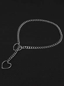 1pc Hollow Heart Chain Necklace, Fashion Sexy Couples Gift Suitable For Women Dating, Casual, Party Wear. Heart Chain, Choker, Necklace, Bondage, Props, Valentine's Day Gift - Silver - View 6