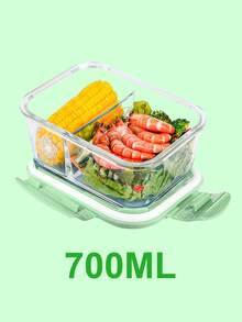 玻璃食品容器微波炉适用分隔式餐盒便当盒防漏带盖耐热午餐盒 - 彩色 - 查看 21
