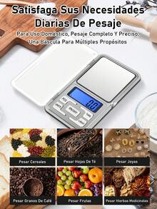 1 pieza Báscula electrónica digital de bolsillo mini de alta precisión para calibración de joyería, diamantes, oro, monedas; báscula de pesaje portátil 500g/0.01g con función de conteo, pantalla LCD azul g/tl/oz/ct/gn. - Plateado - Ver 2