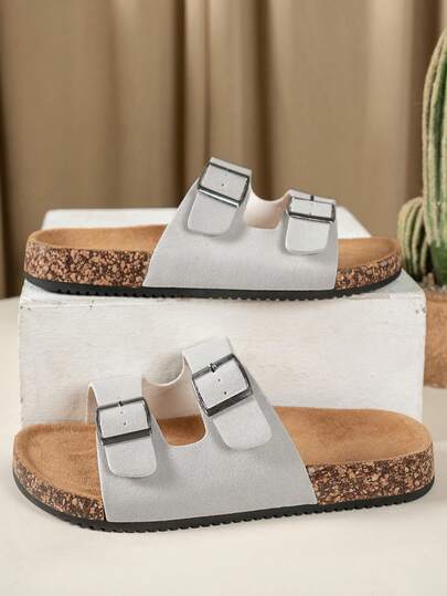 Women's Retro Open Toe Breathable Sandals, Comfortable Non-Slip Durable Slides, Women's Summer Birkenstocks, Adjustable Double Buckle