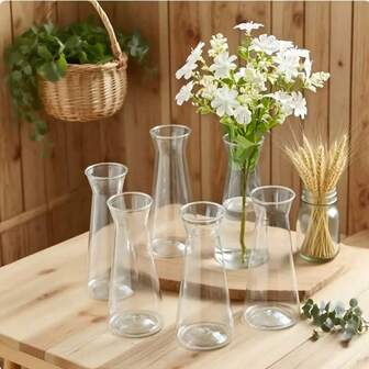 1/2/5/8/10 piezas Jarrones de plástico de alta calidad con estilo de diamante, transparentes y hechos a mano para flores, adecuados para diversos ramos y exhibiciones decorativas, ideales para arreglos de mesa, bodas, fiestas, decoración navideña, 17*7.5*5.5cm