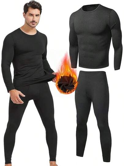 FANBOLD Ropa Termica Hombre Frio,Ropa Interior Térmica,Conjunto Playera Termico y Pantalon Termicos,Ropa Capa Base Invierno Hombre para Nieve o Esquiar,Conjunto Termico Frio Ultra Suave