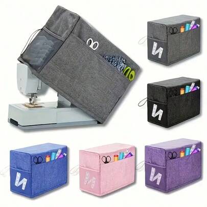 Universal Sewing Machine Cover With Storage Pocket & Side Handles, Protective Dust Cover For Most Standard Sewing Machines